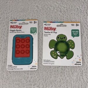 NUBY Set of 2 (Giggle Bytes & Teethe N' Pop) Sensory Popper Teething Toys